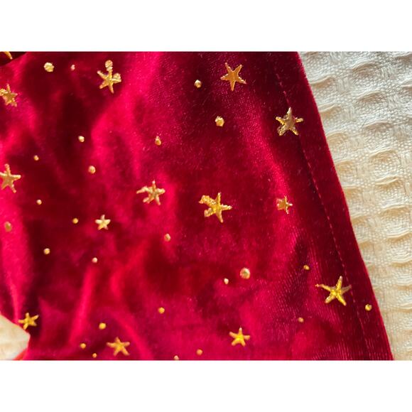 Romwe Red Velvet Celestial Gold Star Corset Back Spaghetti Strap Crop Top Med - Picture 4 of 7